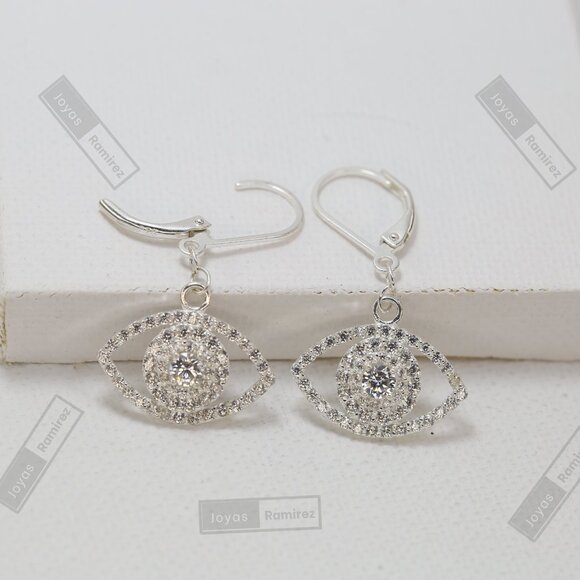 Lucky Eye Earrings in .925 Silver • Symbol of Protection and Good Fortune. - Picture 3 of 7